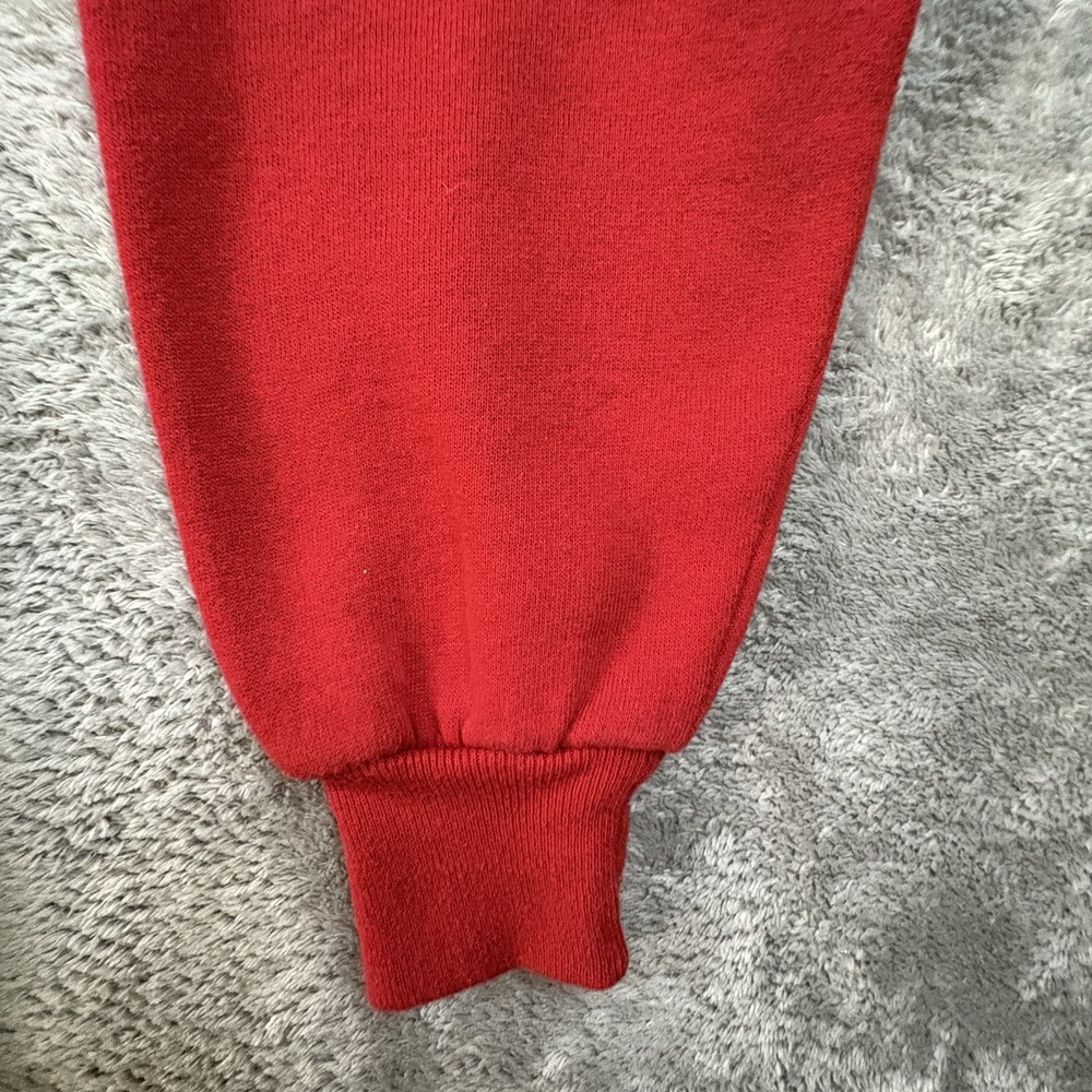 VTG Jerzees Unisex L Red Christmas Reindeer Lights Applique Sweatshirt USA - Picture 10 of 16